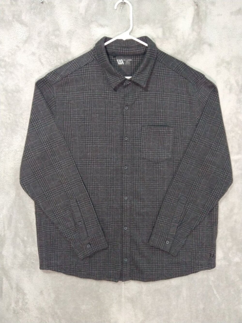 VRST Shirt Mens 2XL Gray Glen Plaid Long Sleeve Button Up Winter